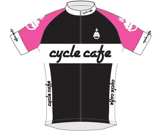 Kurzarm Trikot Cycle Cafe Neon Pink Mesh Abverkauf