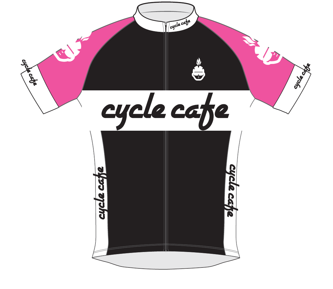 Kurzarm Trikot Cycle Cafe Neon Pink